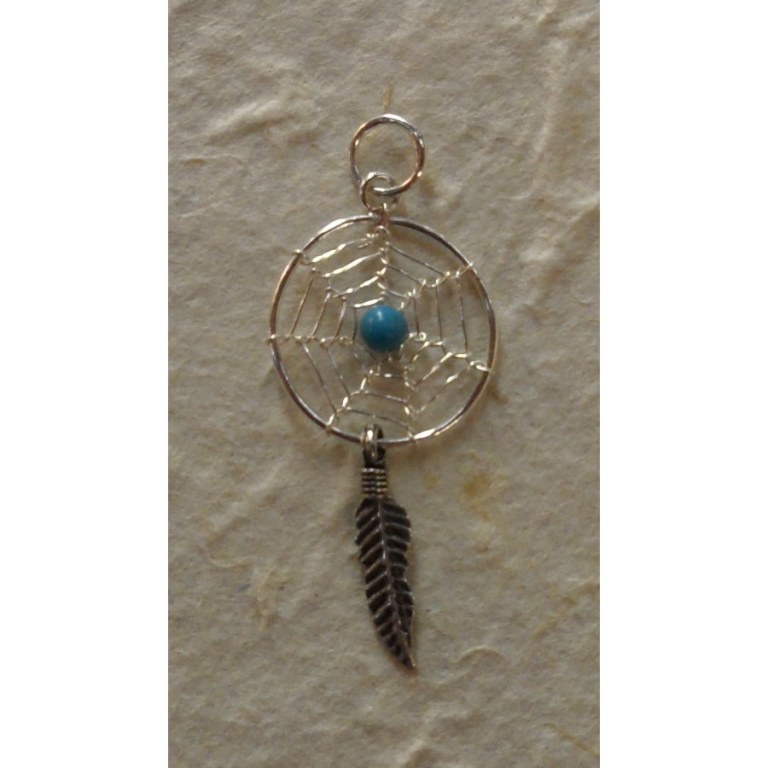 Pendentif dream catcher spider turquoise 1.4