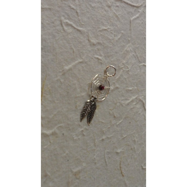 Pendentif dream catcher spider bordeaux 1.6