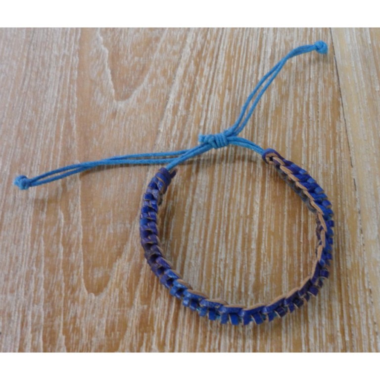Bracelet cuir macramé bleu 