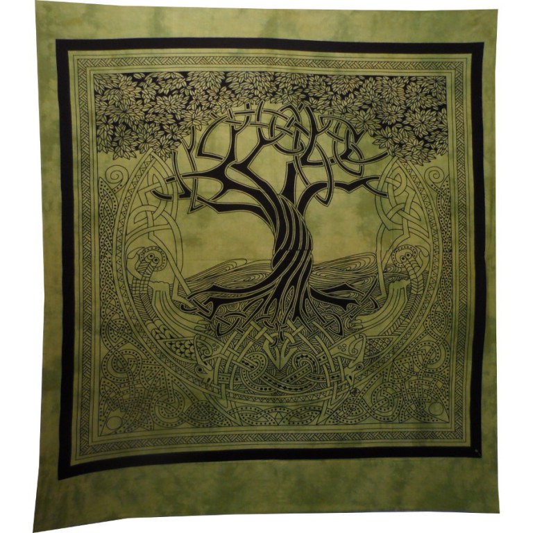 Tenture maxi arbre de vie celtique vert