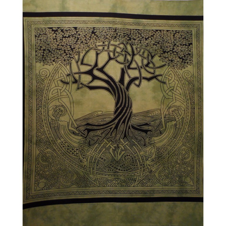 Tenture maxi arbre de vie celtique vert