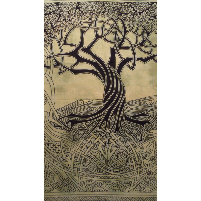 Tenture maxi arbre de vie celtique vert