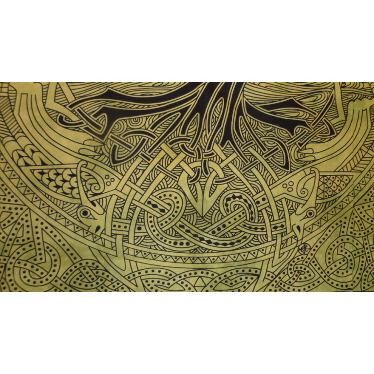 Tenture maxi arbre de vie celtique vert