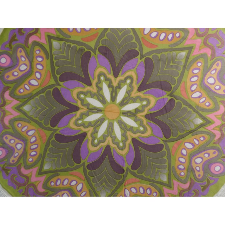 Nappe ronde mandala color vert/mauve/orange