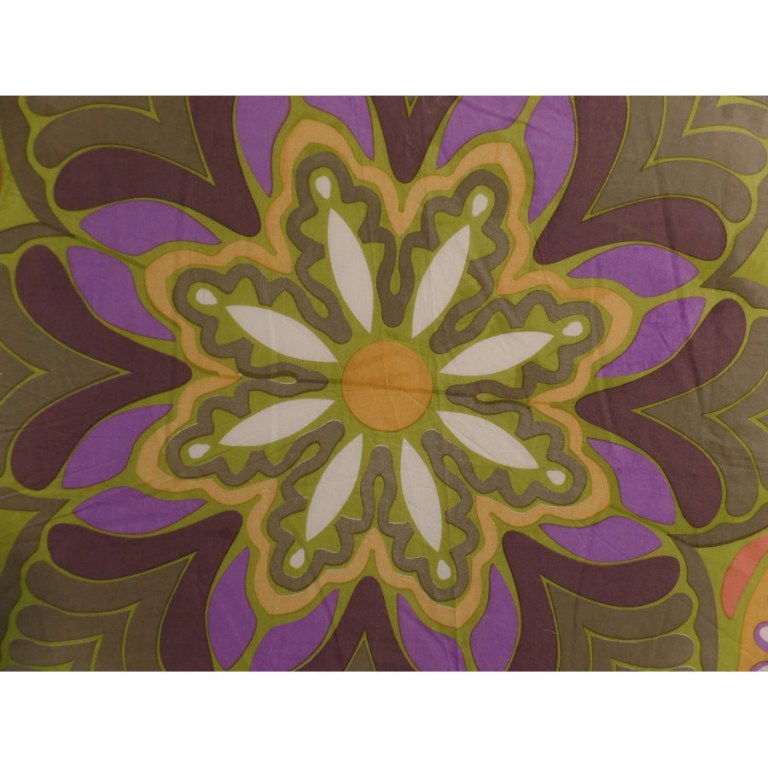 Nappe ronde mandala color vert/mauve/orange