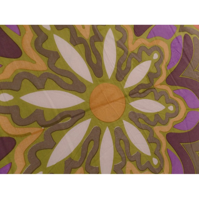 Nappe ronde mandala color vert/mauve/orange