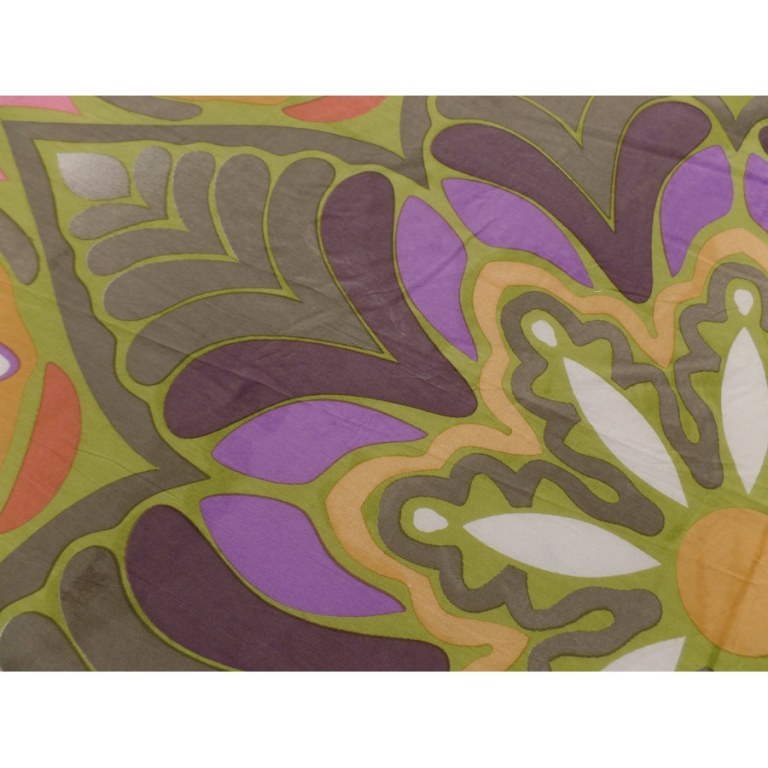 Nappe ronde mandala color vert/mauve/orange