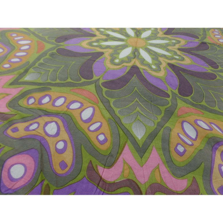 Nappe ronde mandala color vert/mauve/orange