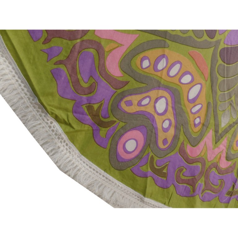 Nappe ronde mandala color vert/mauve/orange