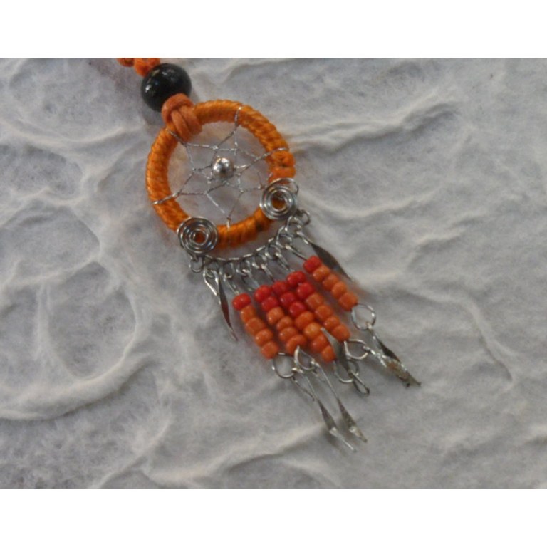 Collier attrape rêves iskwaaw orange