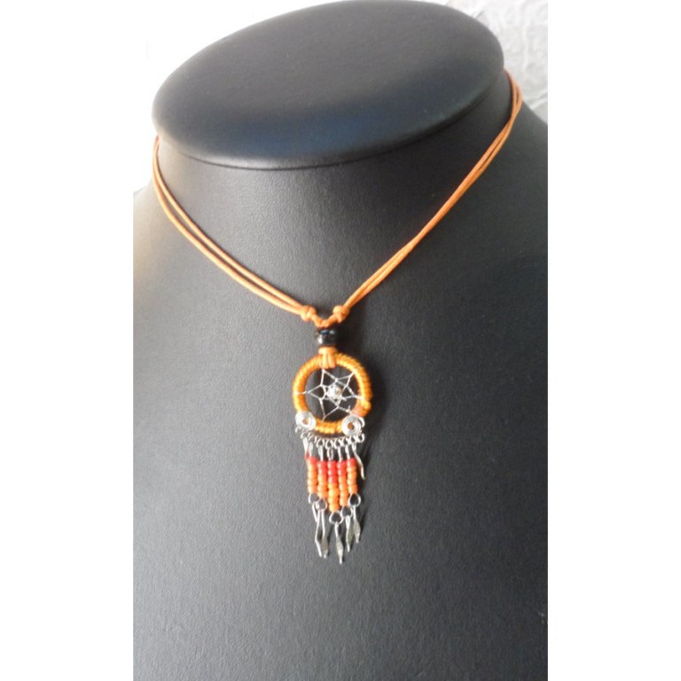 Collier attrape rêves iskwaaw orange