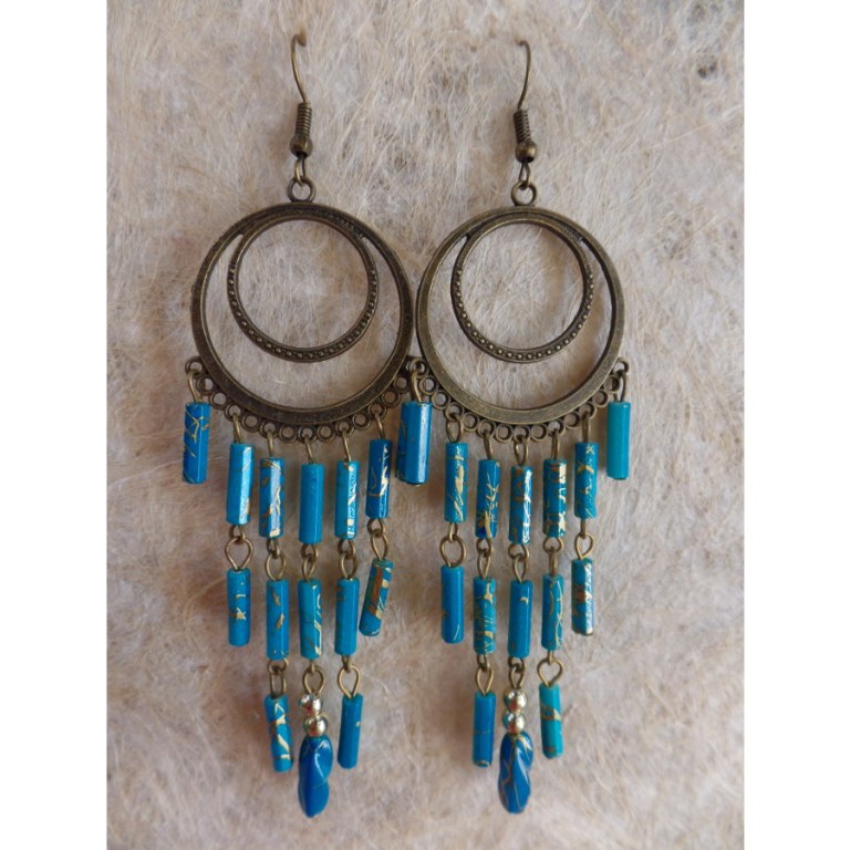 Boucles d'oreilles prakha bleues