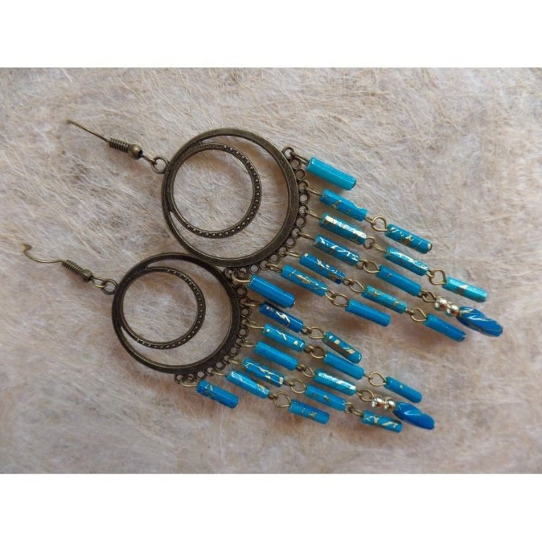 Boucles d'oreilles prakha bleues