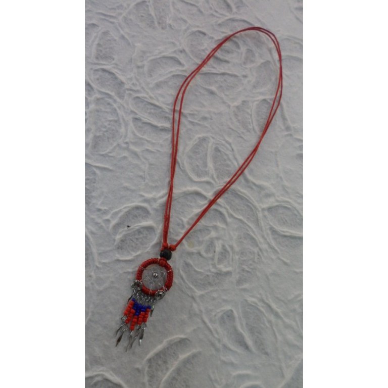 Collier attrape rêves iskwaaw rouge 2