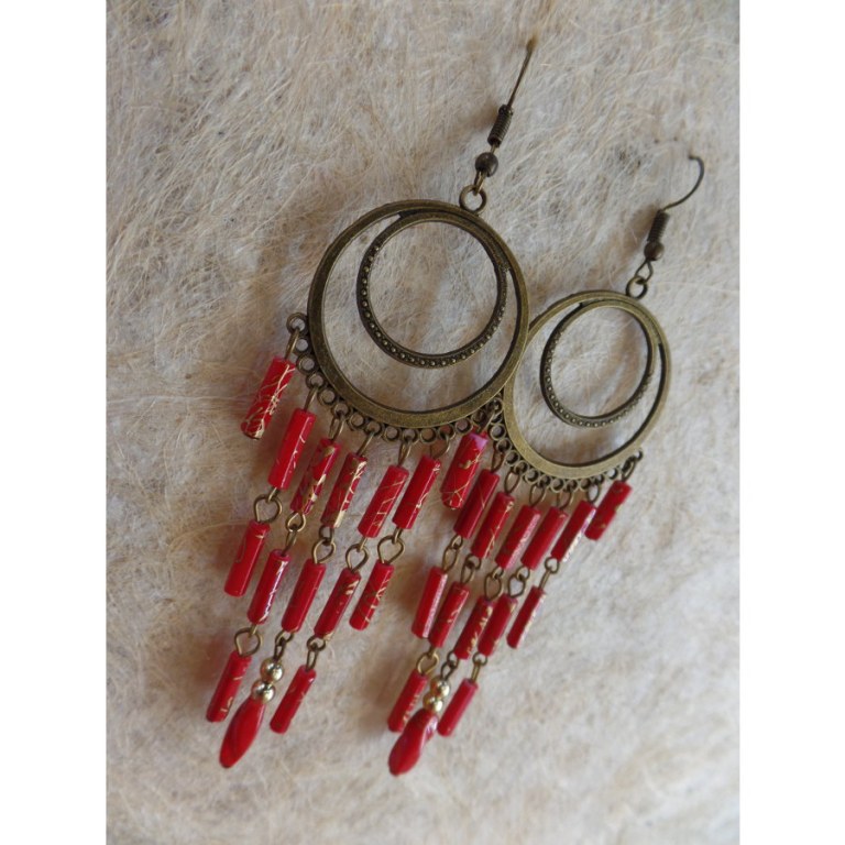 Boucles d'oreilles prakha rouges