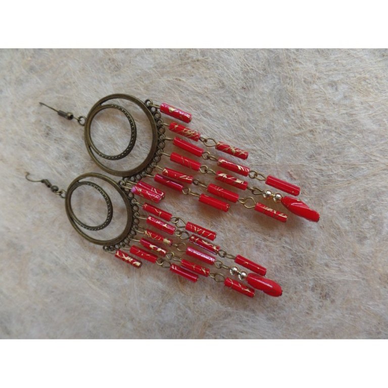 Boucles d'oreilles prakha rouges