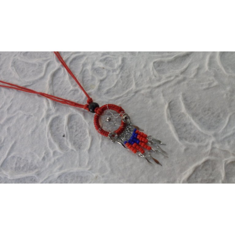 Collier attrape rêves iskwaaw rouge 2