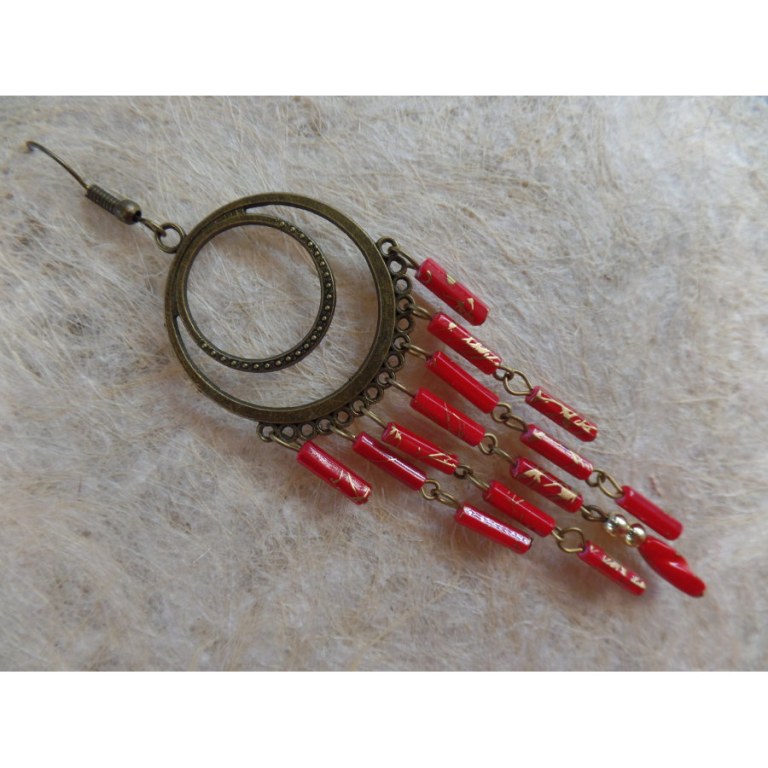 Boucles d'oreilles prakha rouges