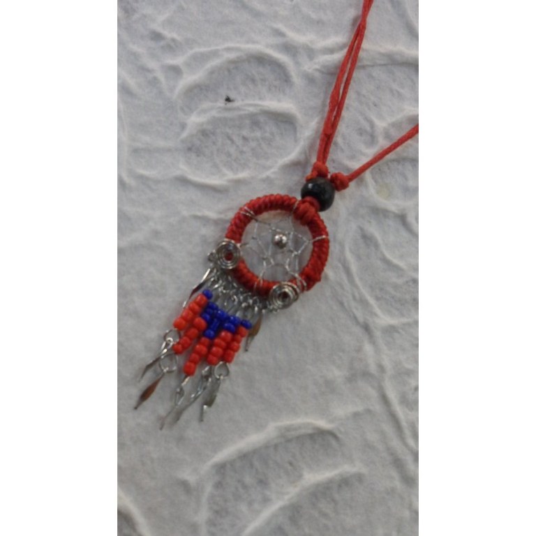 Collier attrape rêves iskwaaw rouge 2