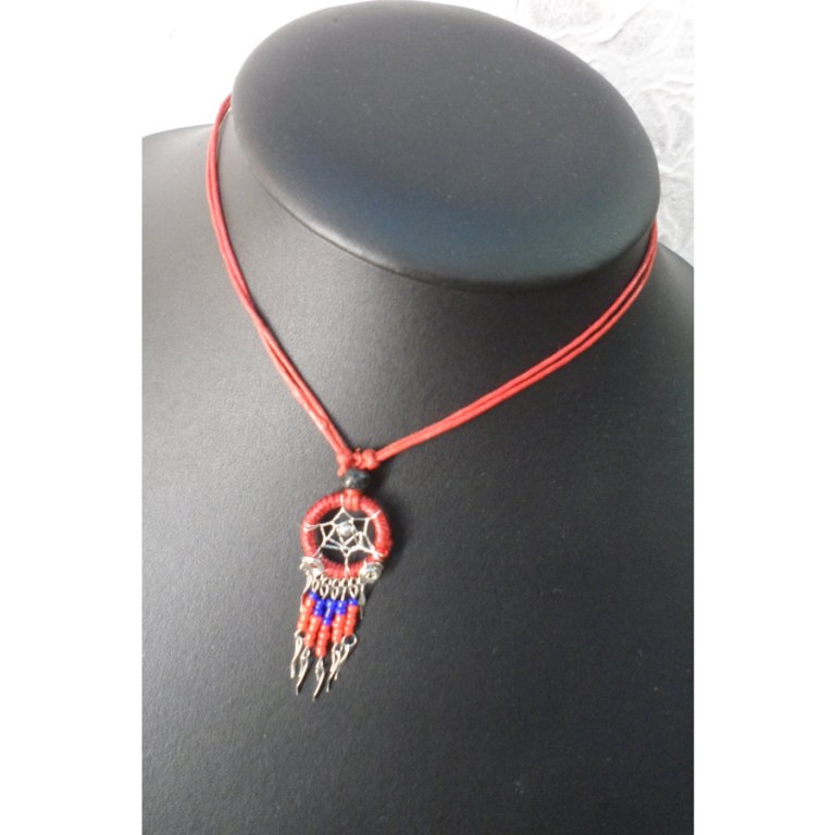 Collier attrape rêves iskwaaw rouge 2