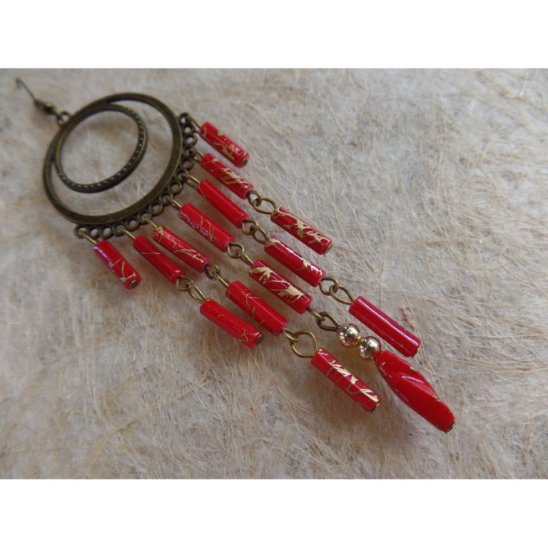 Boucles d'oreilles prakha rouges