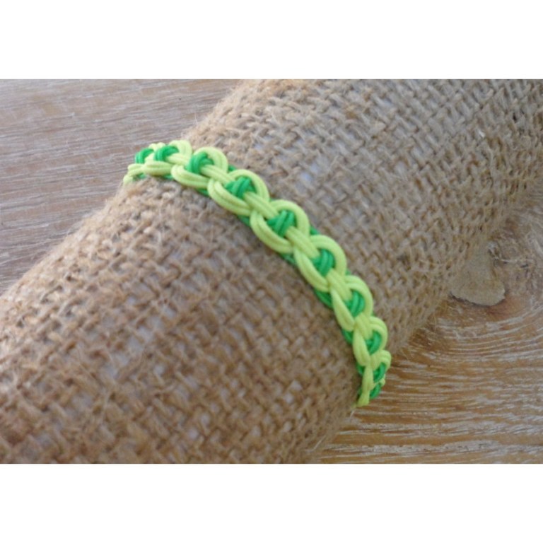 Bracelet flashy vert/jaune macramé 1