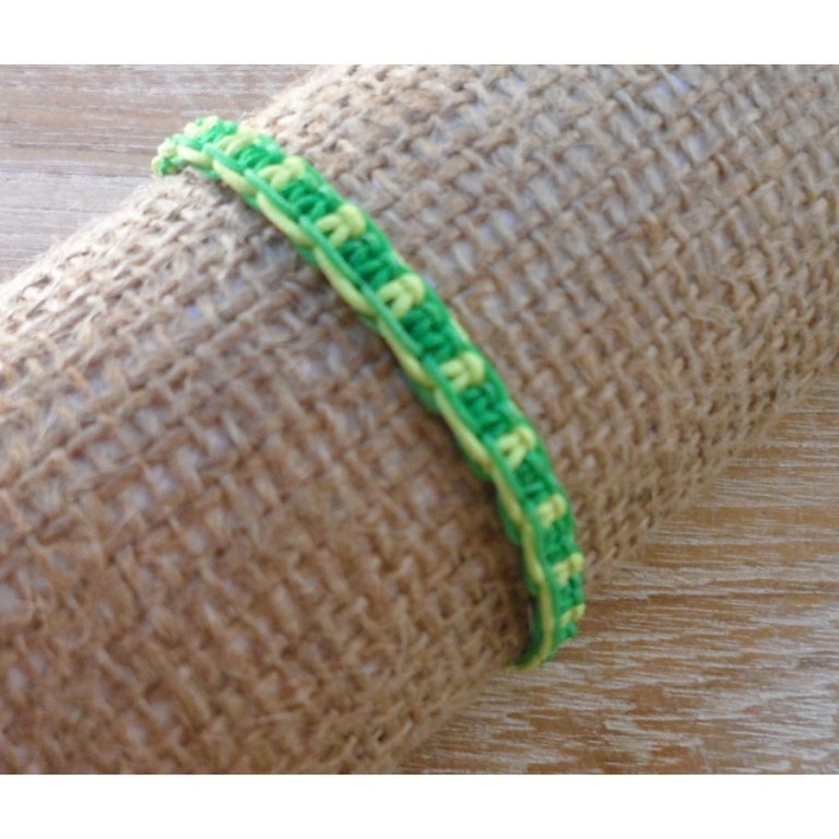 Bracelet flashy vert/jaune macramé 2