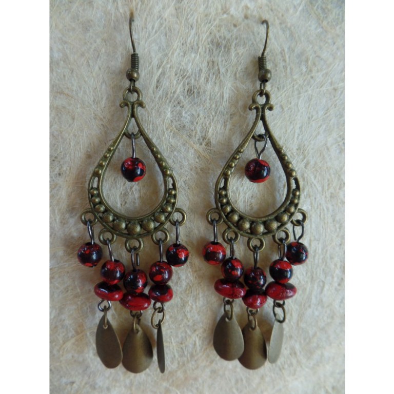 Boucles d'oreilles hyd rouges/noirs