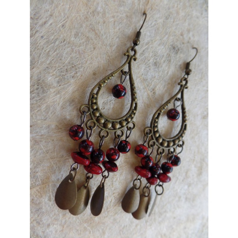 Boucles d'oreilles hyd rouges/noirs