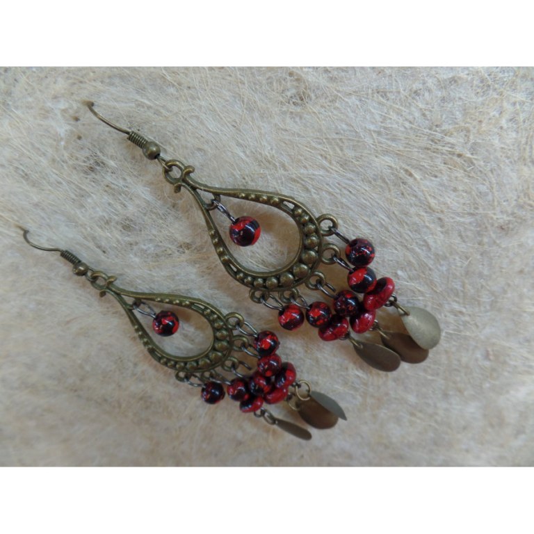 Boucles d'oreilles hyd rouges/noirs