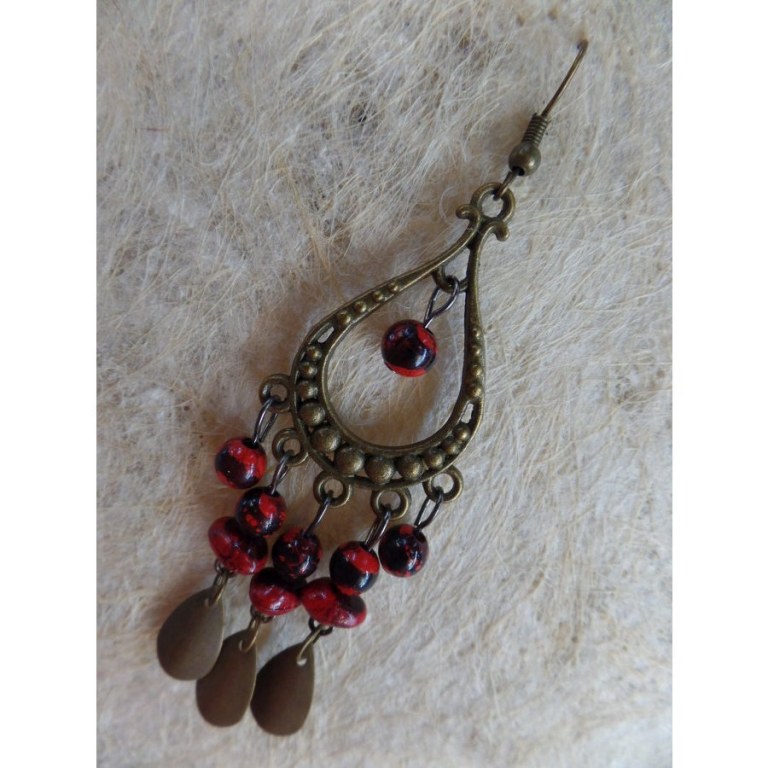 Boucles d'oreilles hyd rouges/noirs