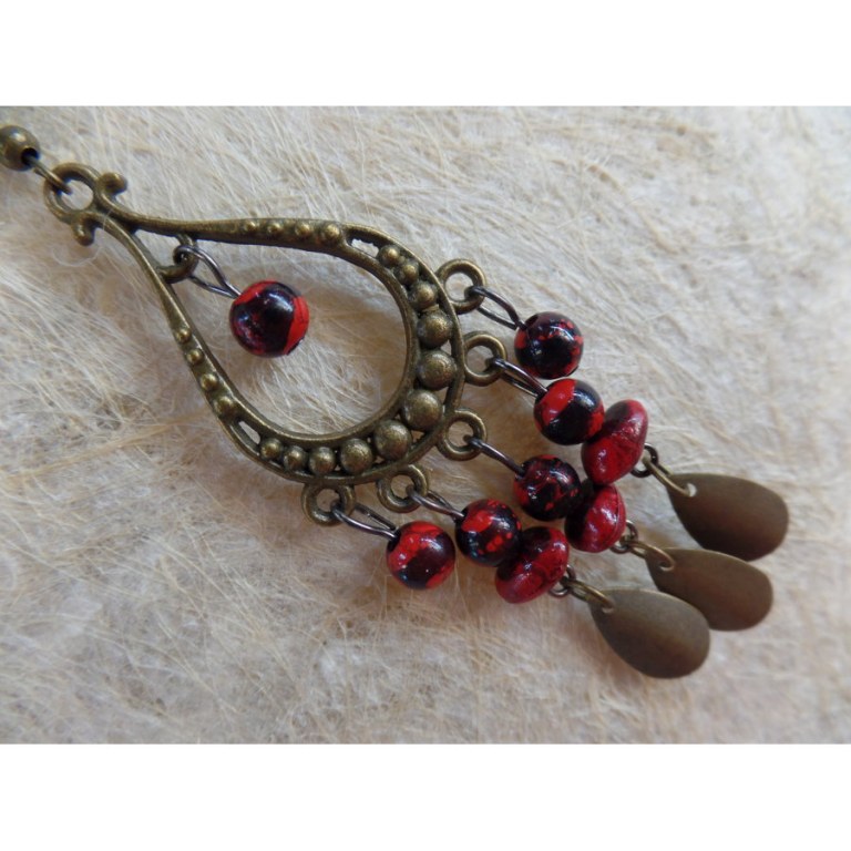 Boucles d'oreilles hyd rouges/noirs