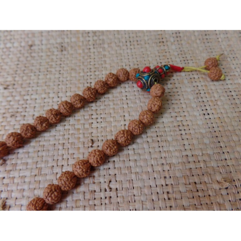 Mala Rudraksha suméru turquoise/corail