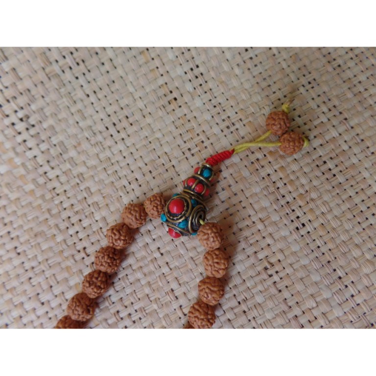 Mala Rudraksha suméru turquoise/corail