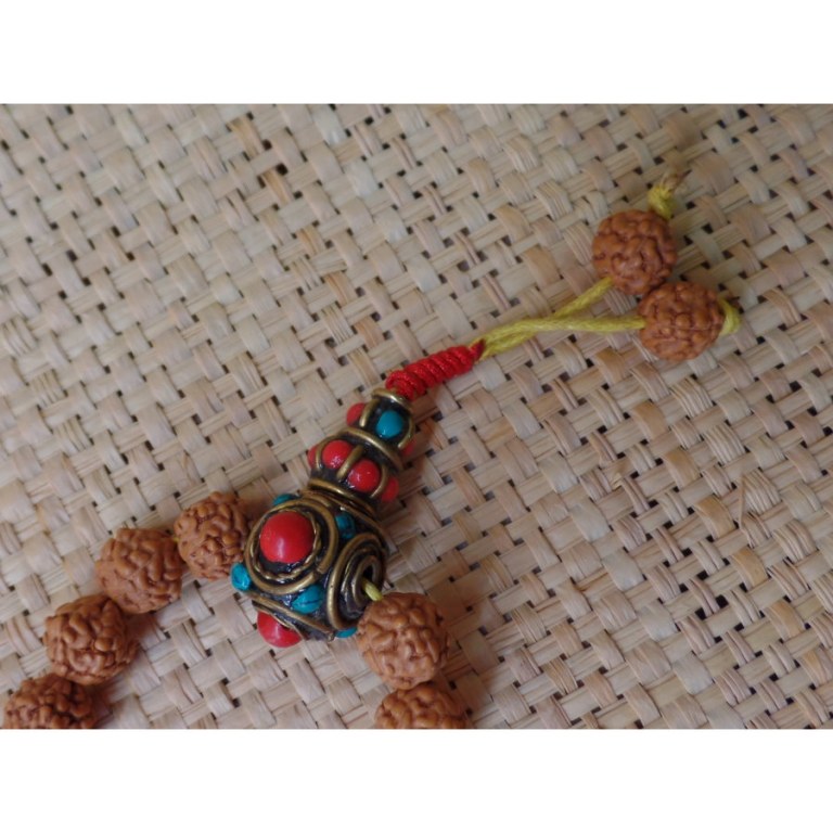 Mala Rudraksha suméru turquoise/corail