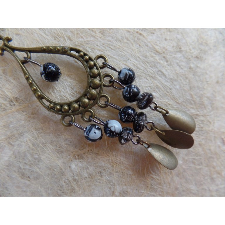 Boucles d'oreilles hyd blancs/noirs