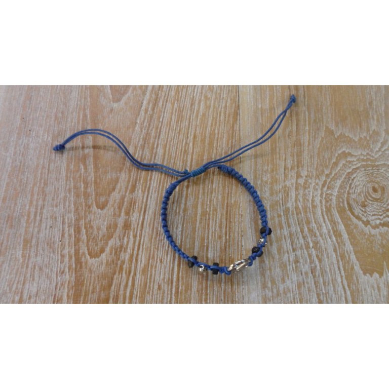 Bracelet macramé bleu peace and love 