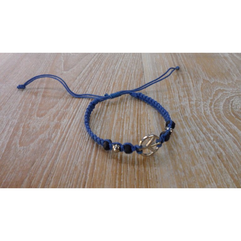 Bracelet macramé bleu peace and love 