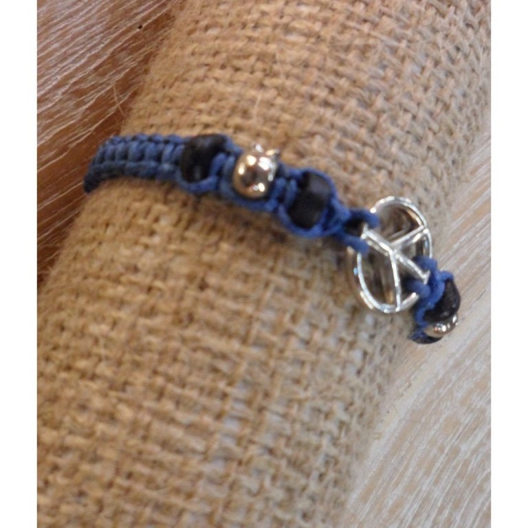 Bracelet macramé bleu peace and love 