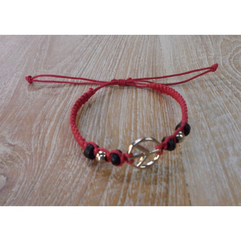 Bracelet macramé rouge peace and love 