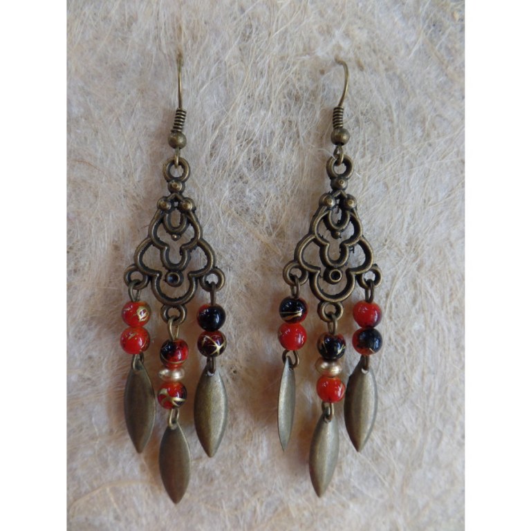 Pendants d'oreilles khimuk rouge/noir