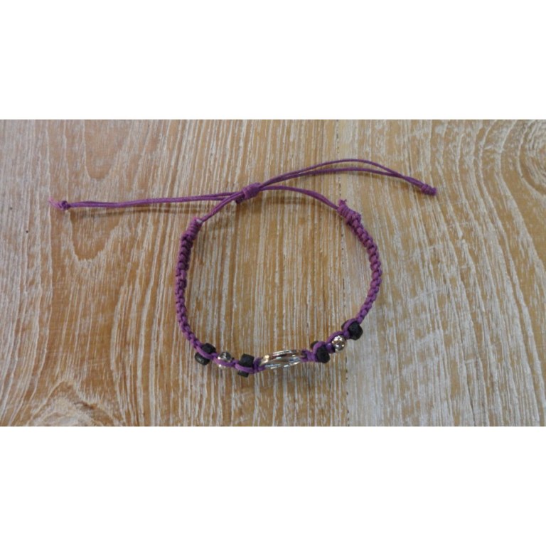 Bracelet macramé mauve peace and love 