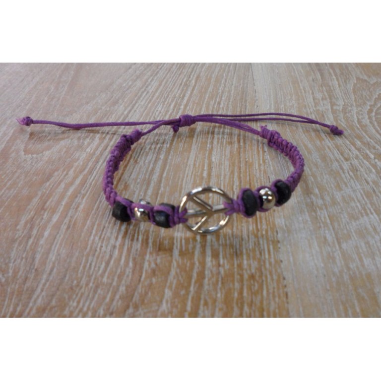 Bracelet macramé mauve peace and love 