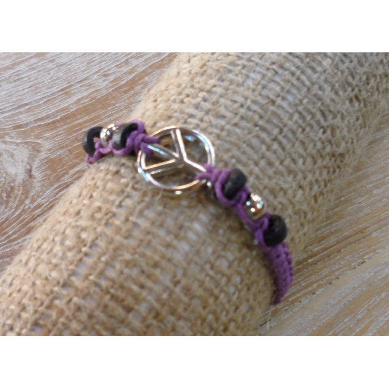 Bracelet macramé mauve peace and love 