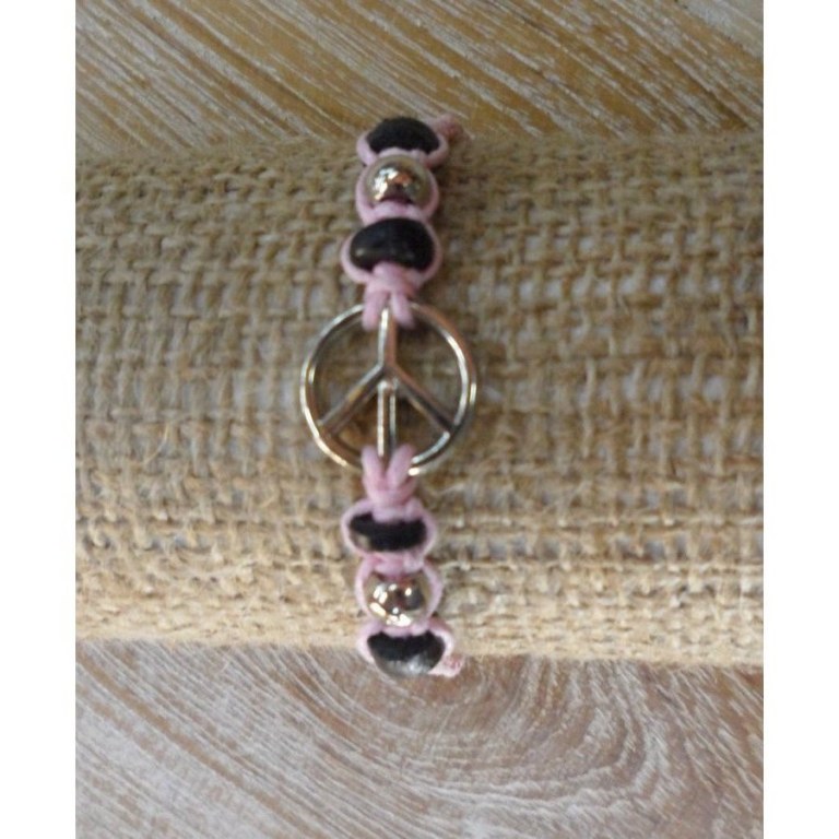 Bracelet macramé rose peace and love 