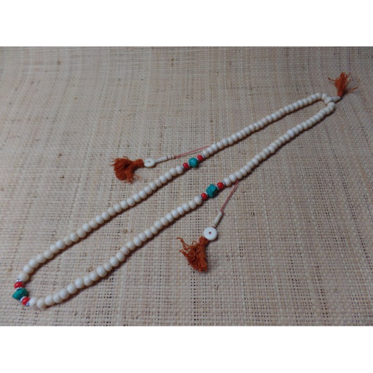 Mala os de yak/turquoise et corail avec compteur