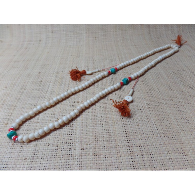 Mala os de yak/turquoise et corail avec compteur