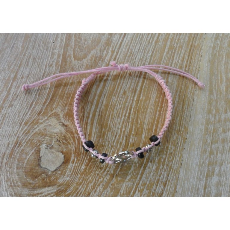 Bracelet macramé rose peace and love 