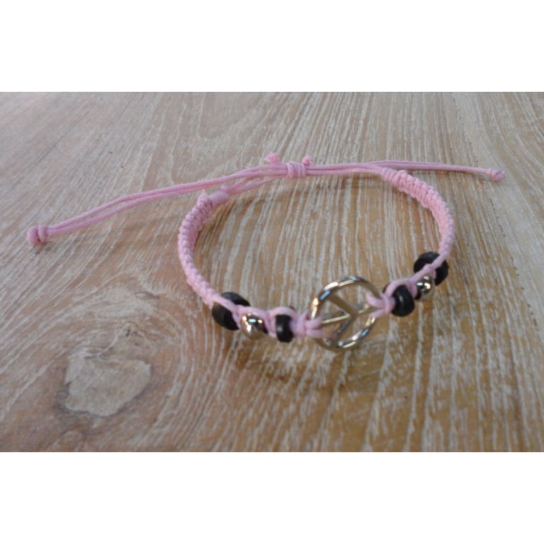 Bracelet macramé rose peace and love 