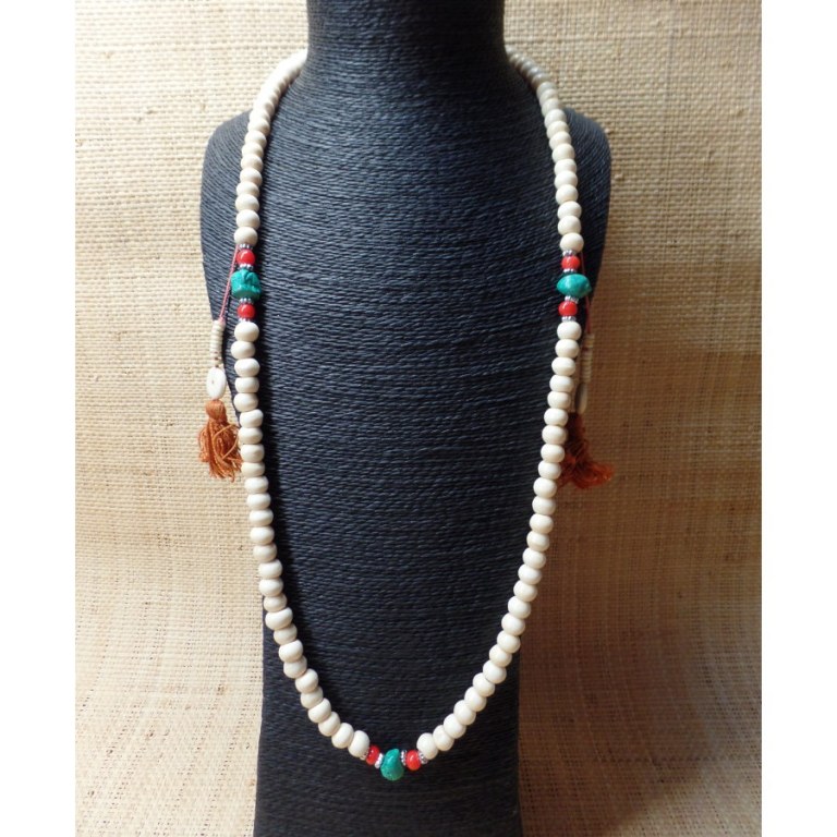 Mala os de yak/turquoise et corail avec compteur